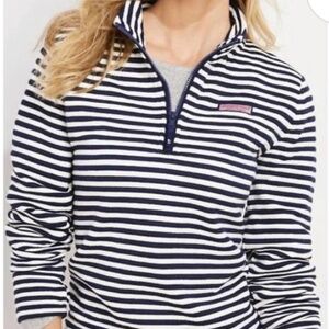 Vineyard Vines 'The Shep Shirt' 1/4-zip Navy & White Stripe Fleece, Like New, S